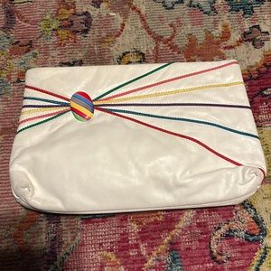 Vintage Leather Clutch Purse (rainbow clutch or crossbody bag)